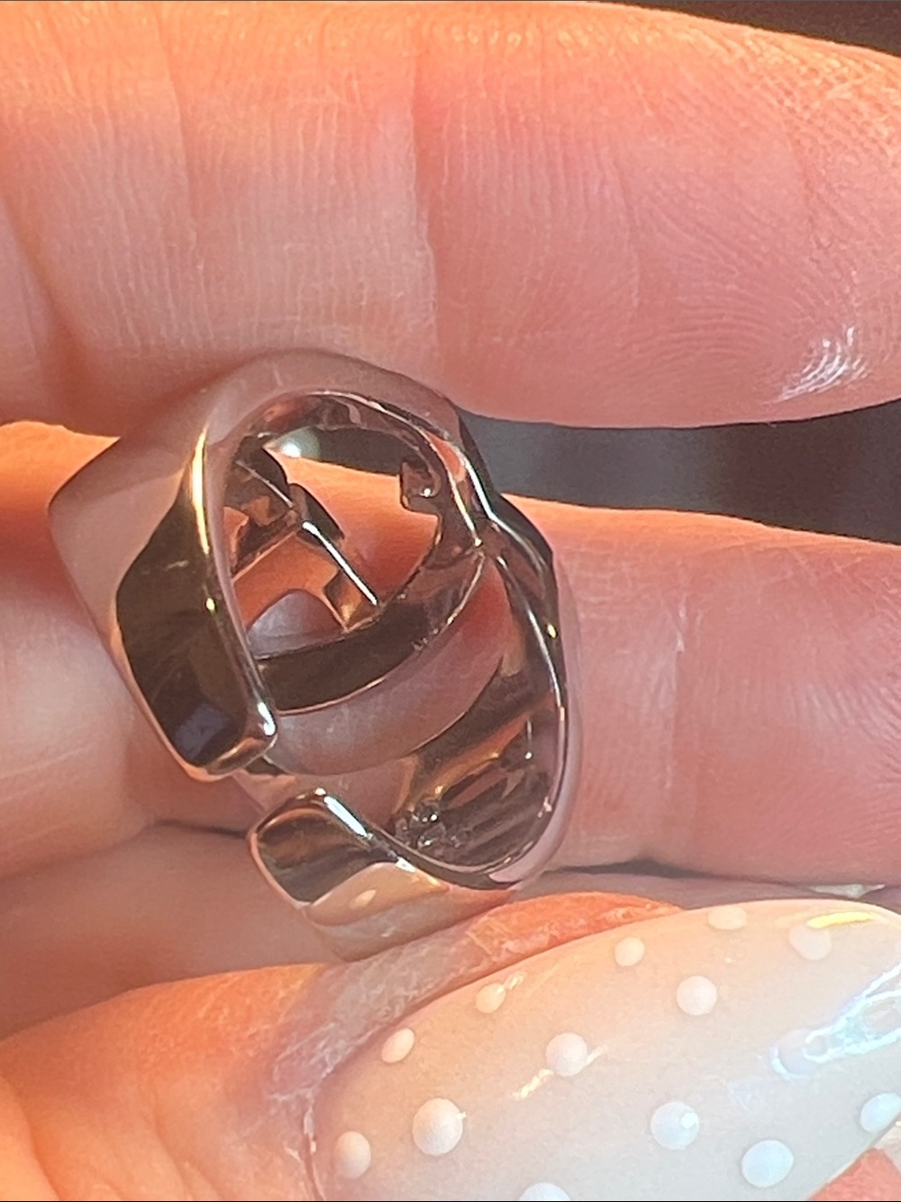 Polished Silver-Tone Women's Interlocking Knot Ring - Picture 6 of 10